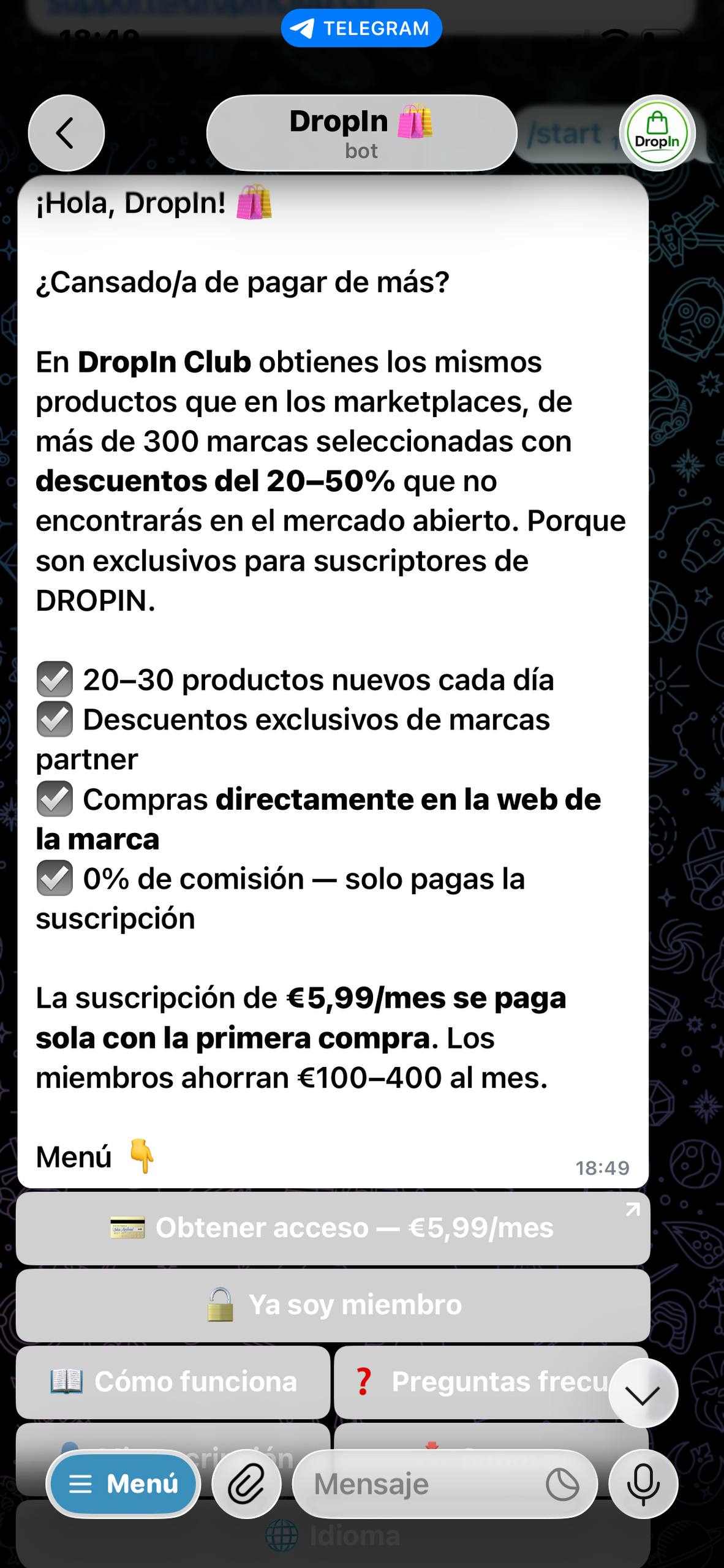 Bot: estado de la suscripción